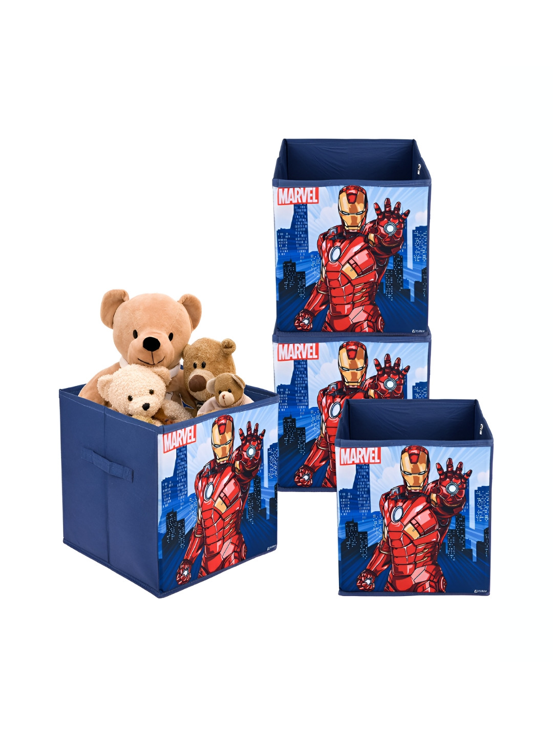 Kuber Industries Navy Blue & Red 4 Pieces Marvel Ironman Printed Drawer Organisers
