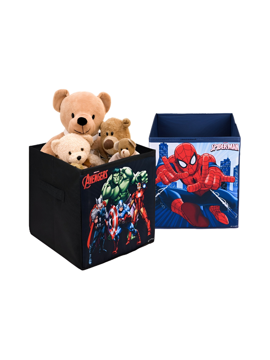 Kuber Industries Black & Navy Blue 2 Pieces Marvel Printed Drawer Organisers