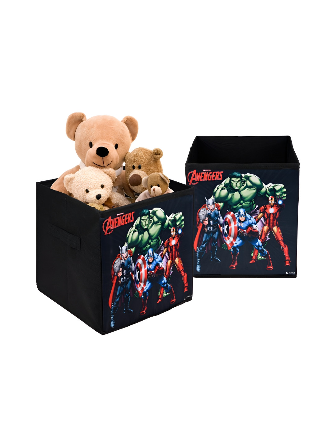 Kuber Industries Black & Green Marvel Printed 2 Pcs Multi-Utility Organisers 33 Ltr