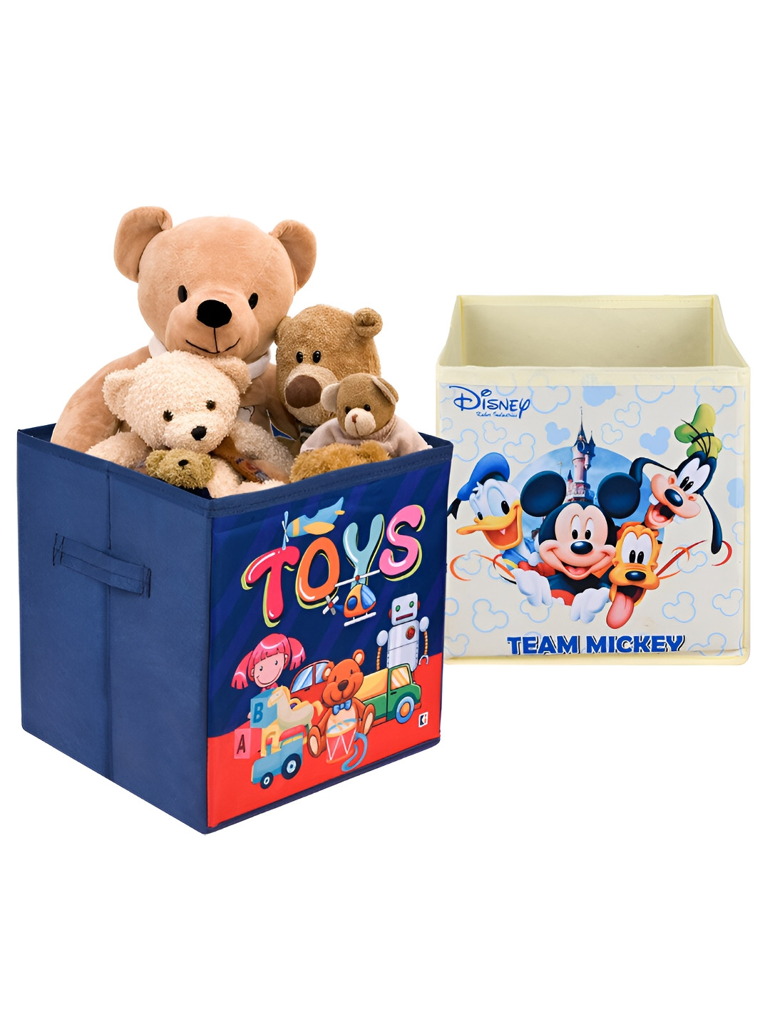 Kuber Industries Cream Coloured Disney Printed 2 Pcs Multi-Utility Organisers 33 Ltr
