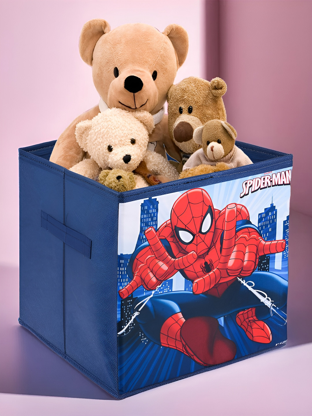 Kuber Industries Navy Blue & Red Spider Man Printed Multi-Utility Organisers 33 LTR