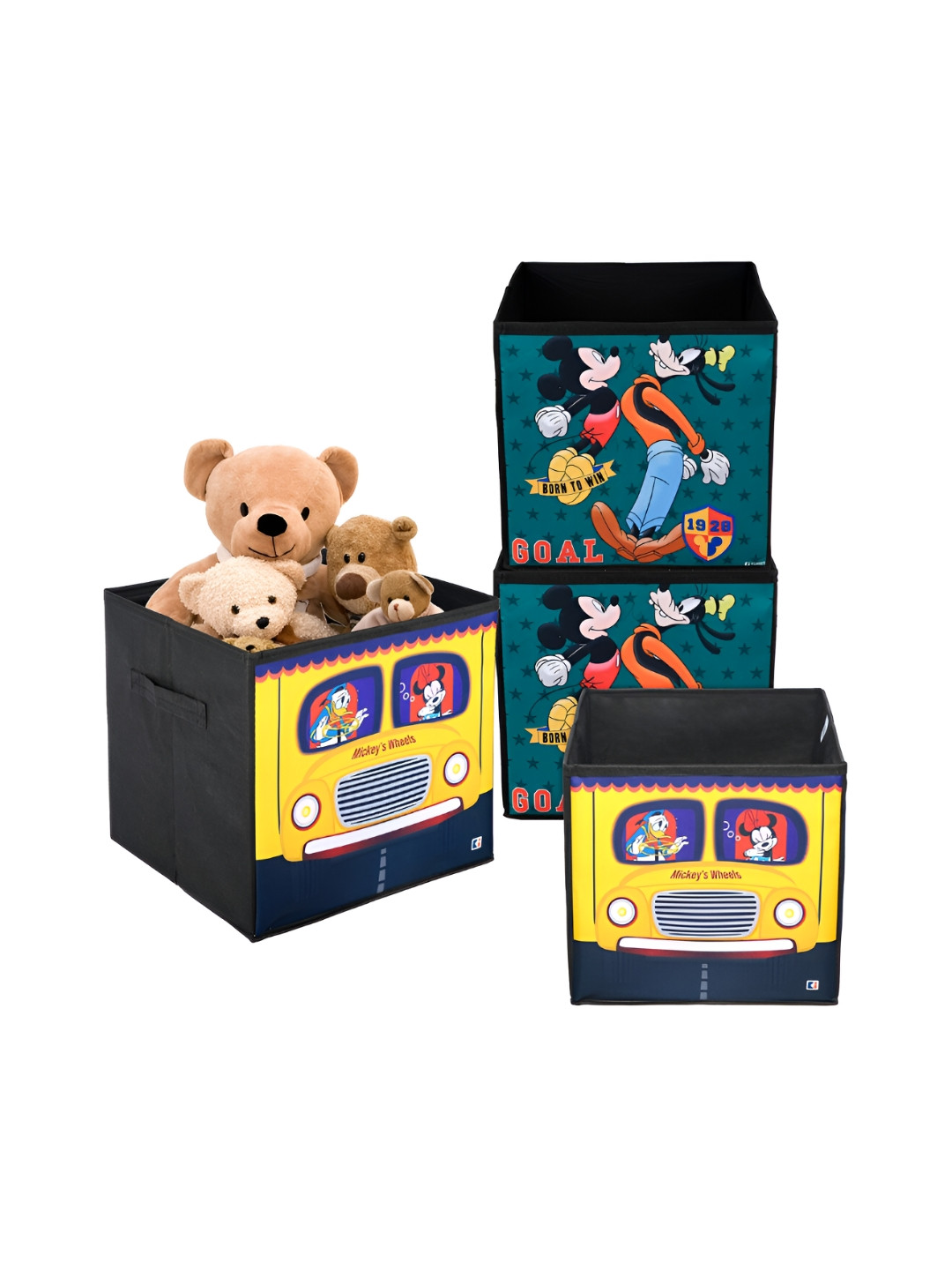 Kuber Industries Black & Yellow 4 Pieces Disney Printed Drawer Organisers