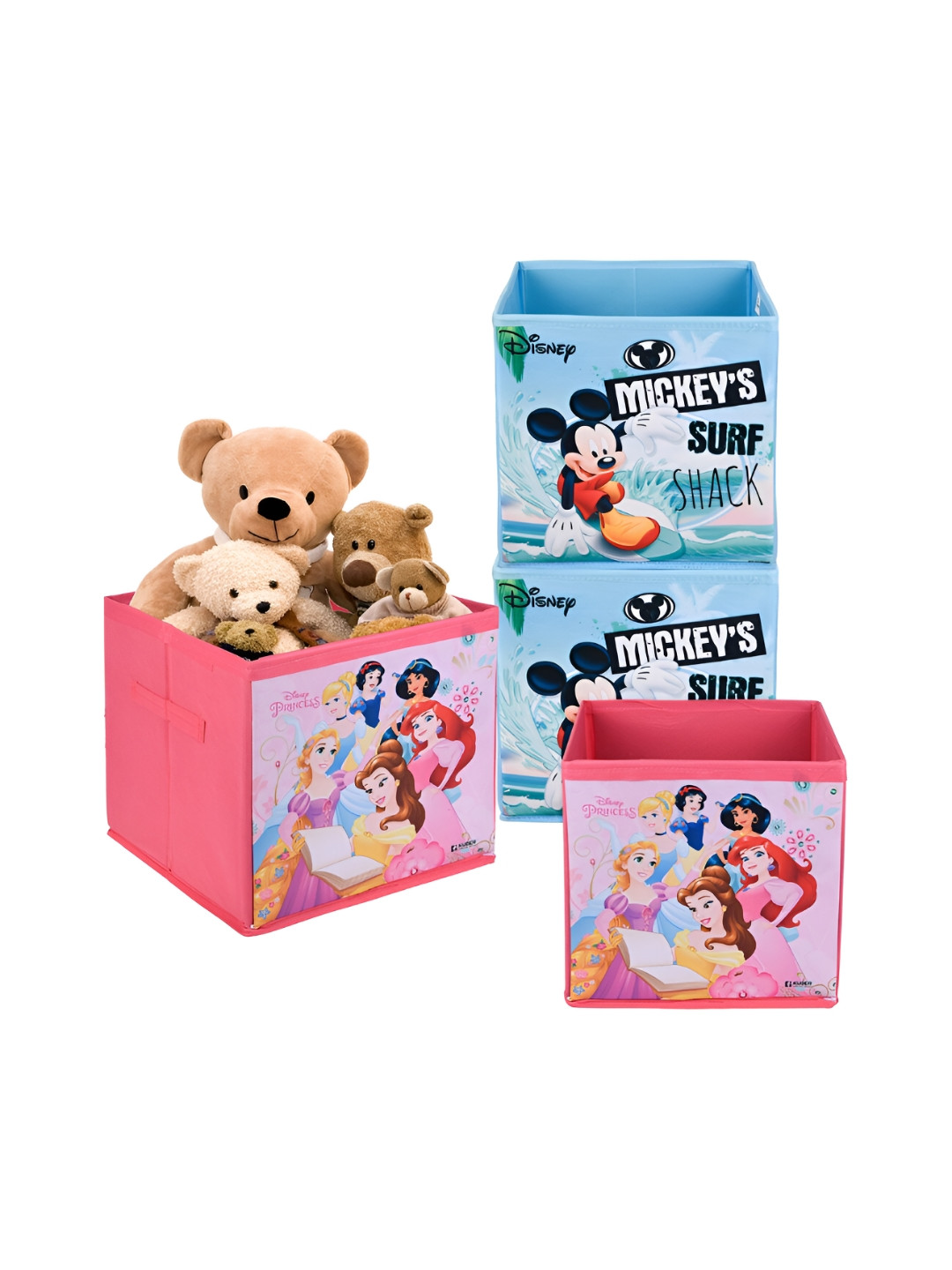 Kuber Industries Pink & Blue 4 Pieces Disney Printed Drawer Organisers