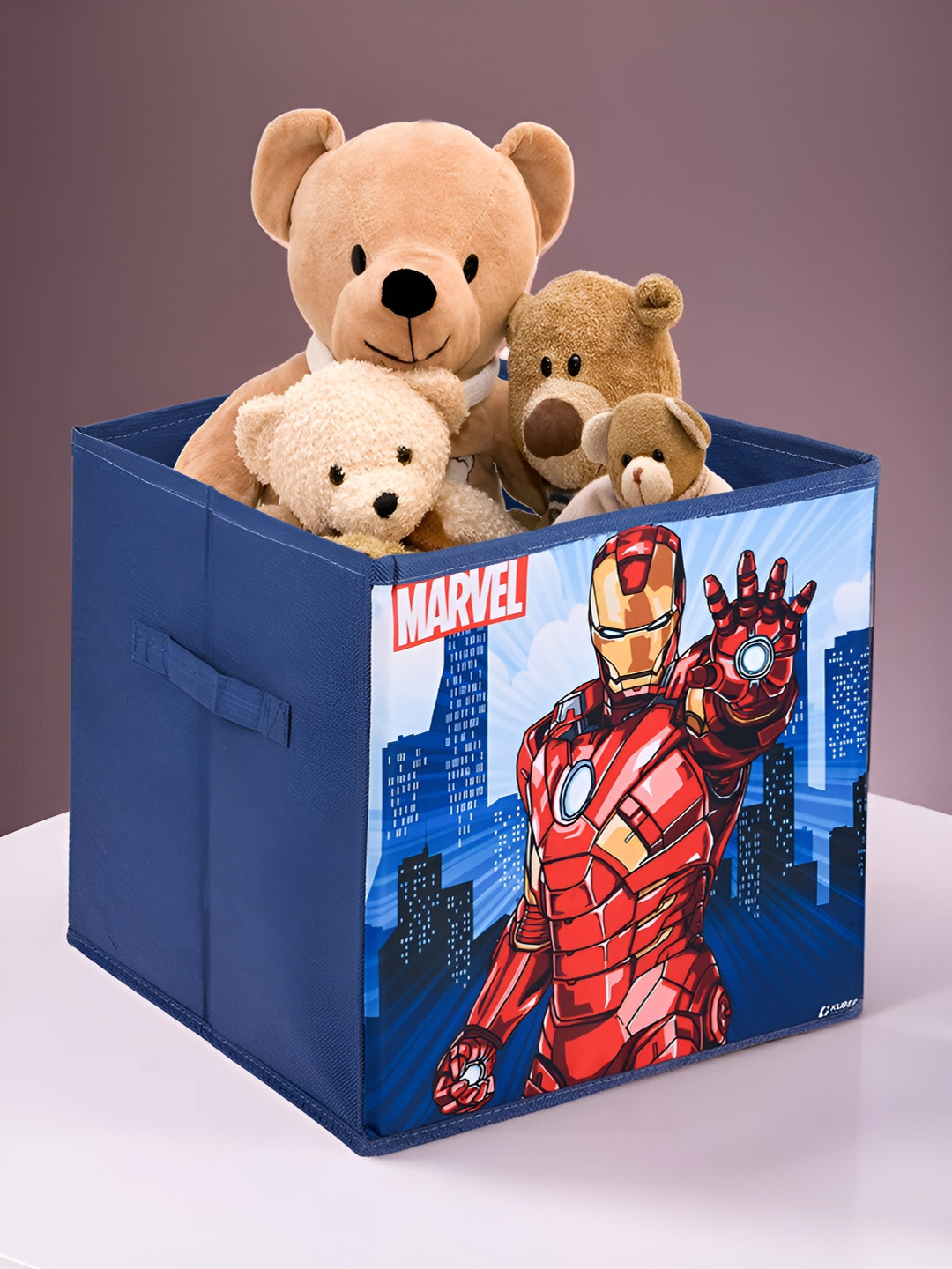 Kuber Industries Navy Blue & Red Marvel Ironman Square Printed Drawer Organiser