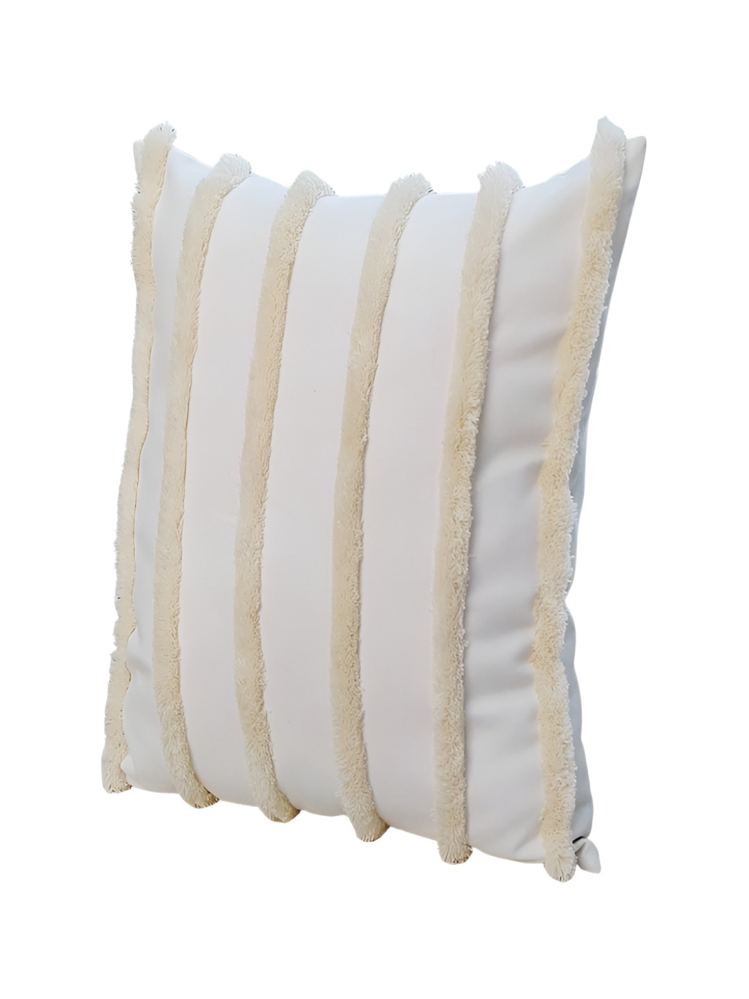 THROWPILLOW Off White Striped Polyester Fade Resistant Textured Cushion Cover -20x20In