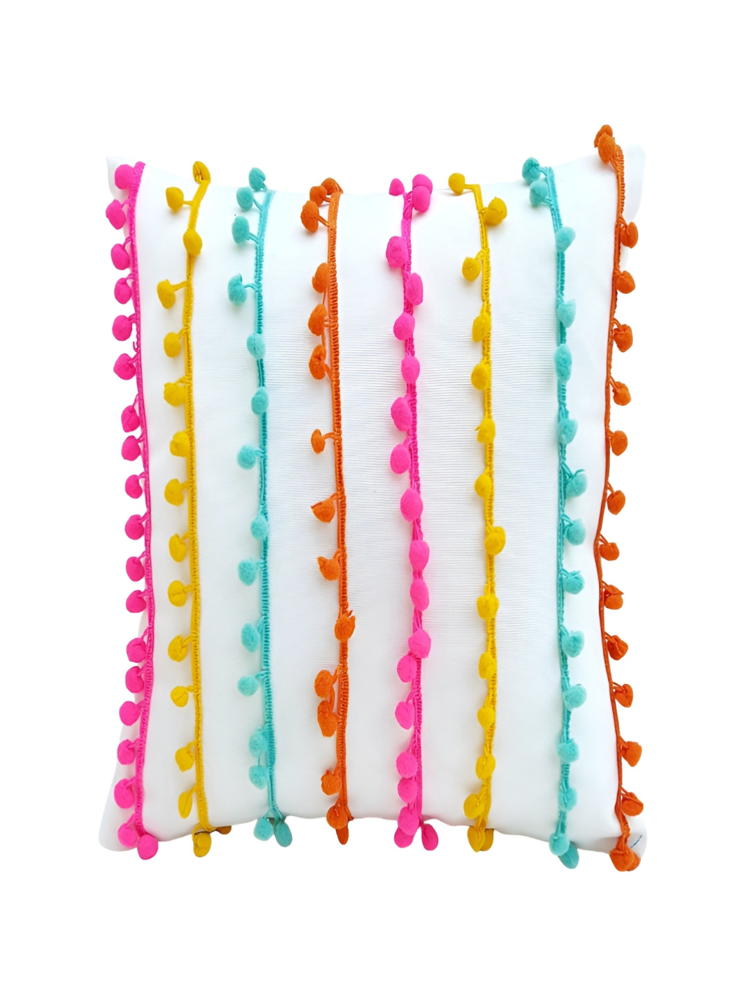 THROWPILLOW White & Pink Embroidered RectangleCushion Cover