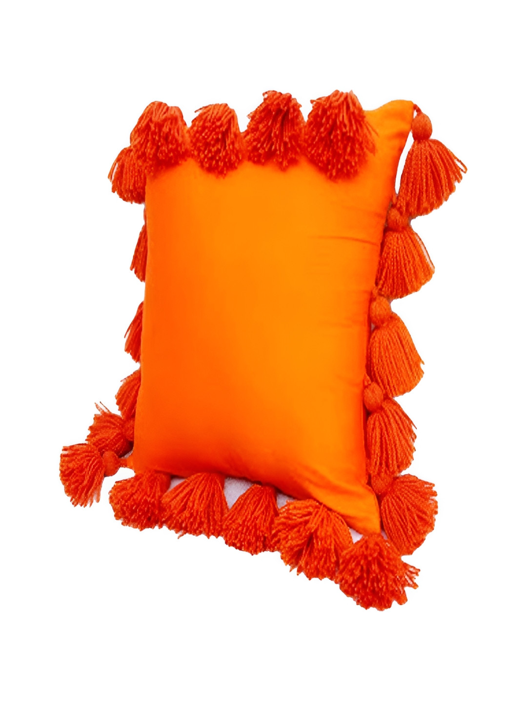 THROWPILLOW Orange Cotton Handcrafted Square Cushion Cover - 20 x 20 Inches