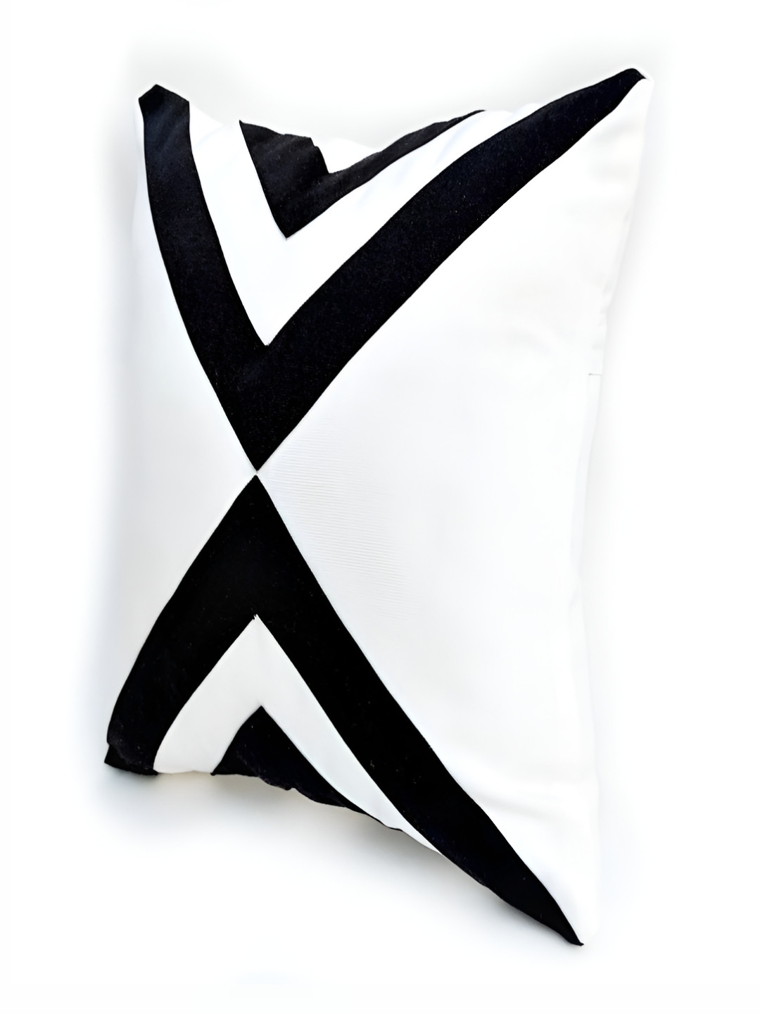 THROWPILLOW Black Geometric Polyester Washable Rectangle Cushion Cover - 24 x 24 Inches