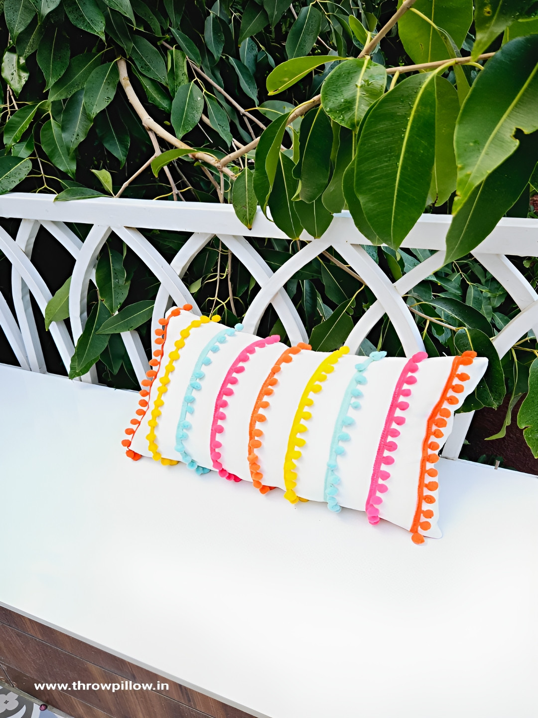 THROWPILLOW White & Yellow Rectangle Cushion Covers