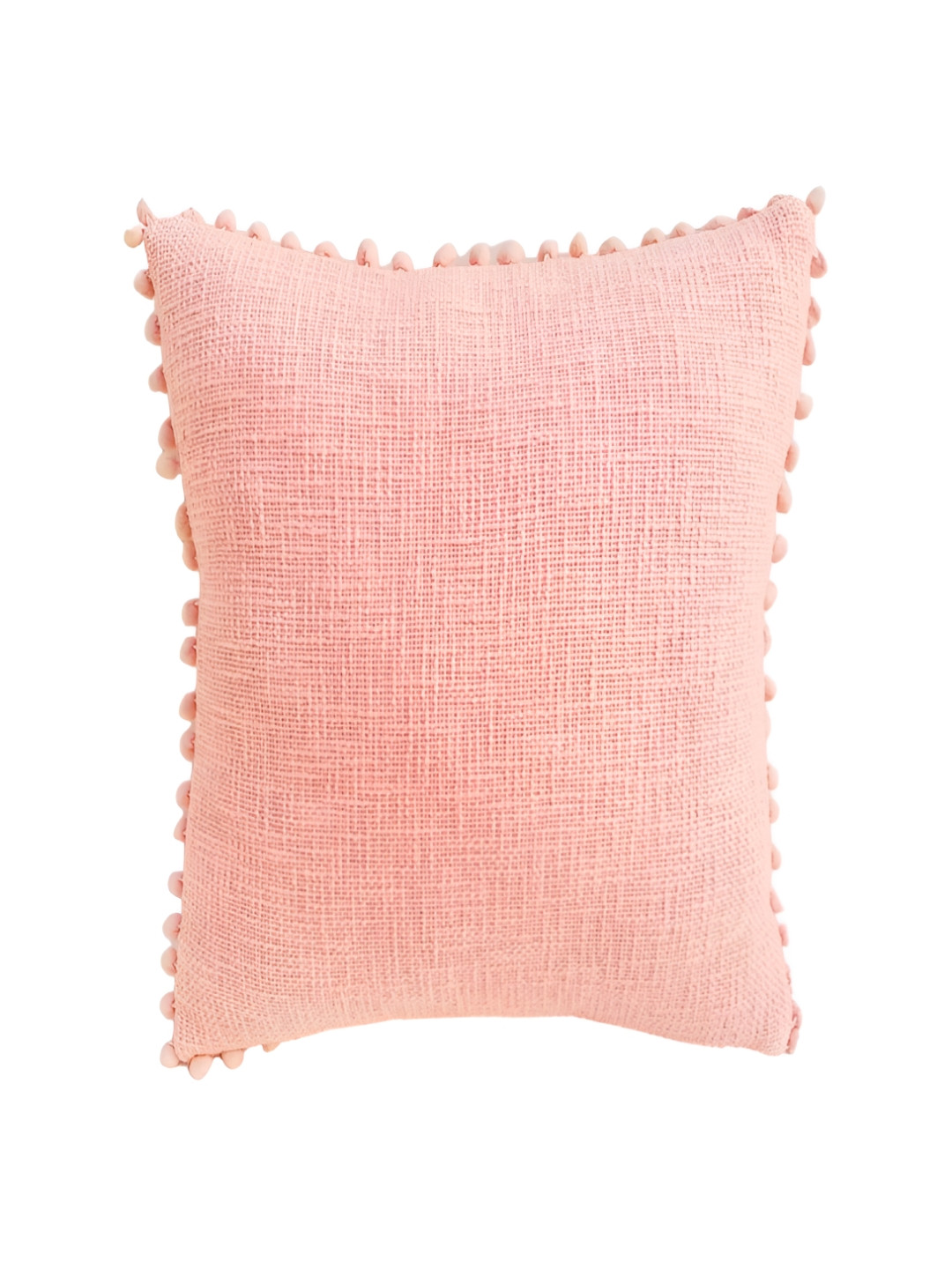 THROWPILLOW Peach Polyester Washable Textured Rectangle Cushion Cover -16x16In