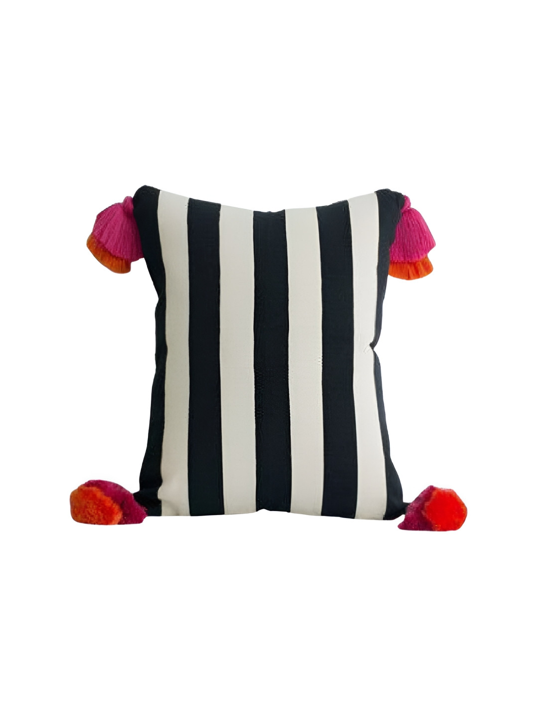 THROWPILLOW Black Striped Polyester Fade Resistant Square Cushion Cover -12x12In