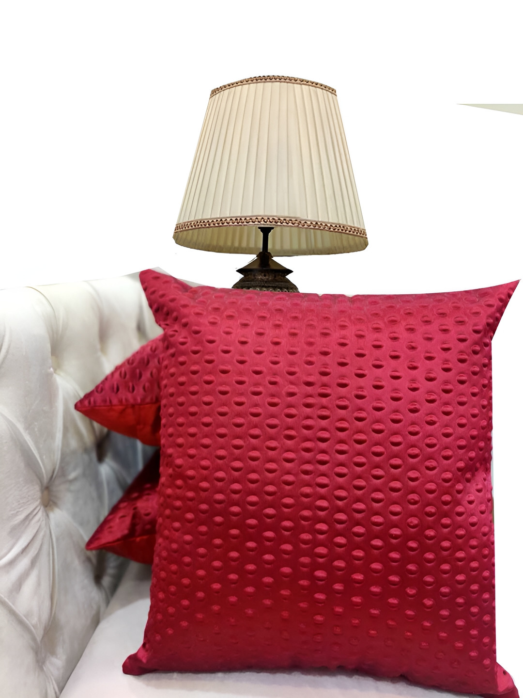 Good Vibes Maroon 3 Pieces Self Design Jacquard Square Cushion Covers