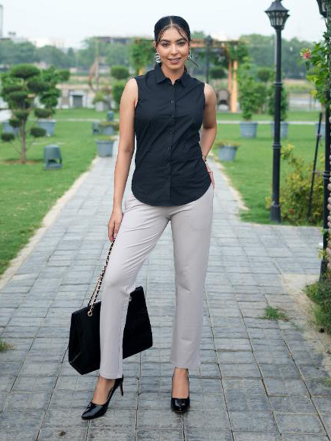 Mlada Women Cotton Regular Fit Mid-Rise All Day Trousers