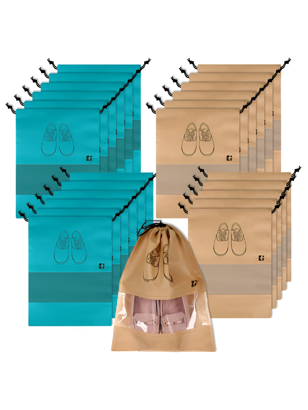 Kuber Industries Beige 24 Pieces Regular Handbag Shoe Organiser