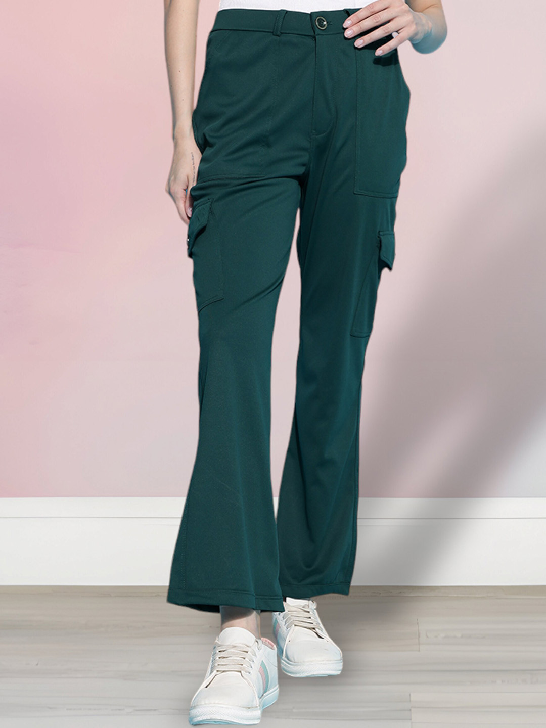 FITHUB Women Straight Fit Travel Features High-Rise Cotton Cargos