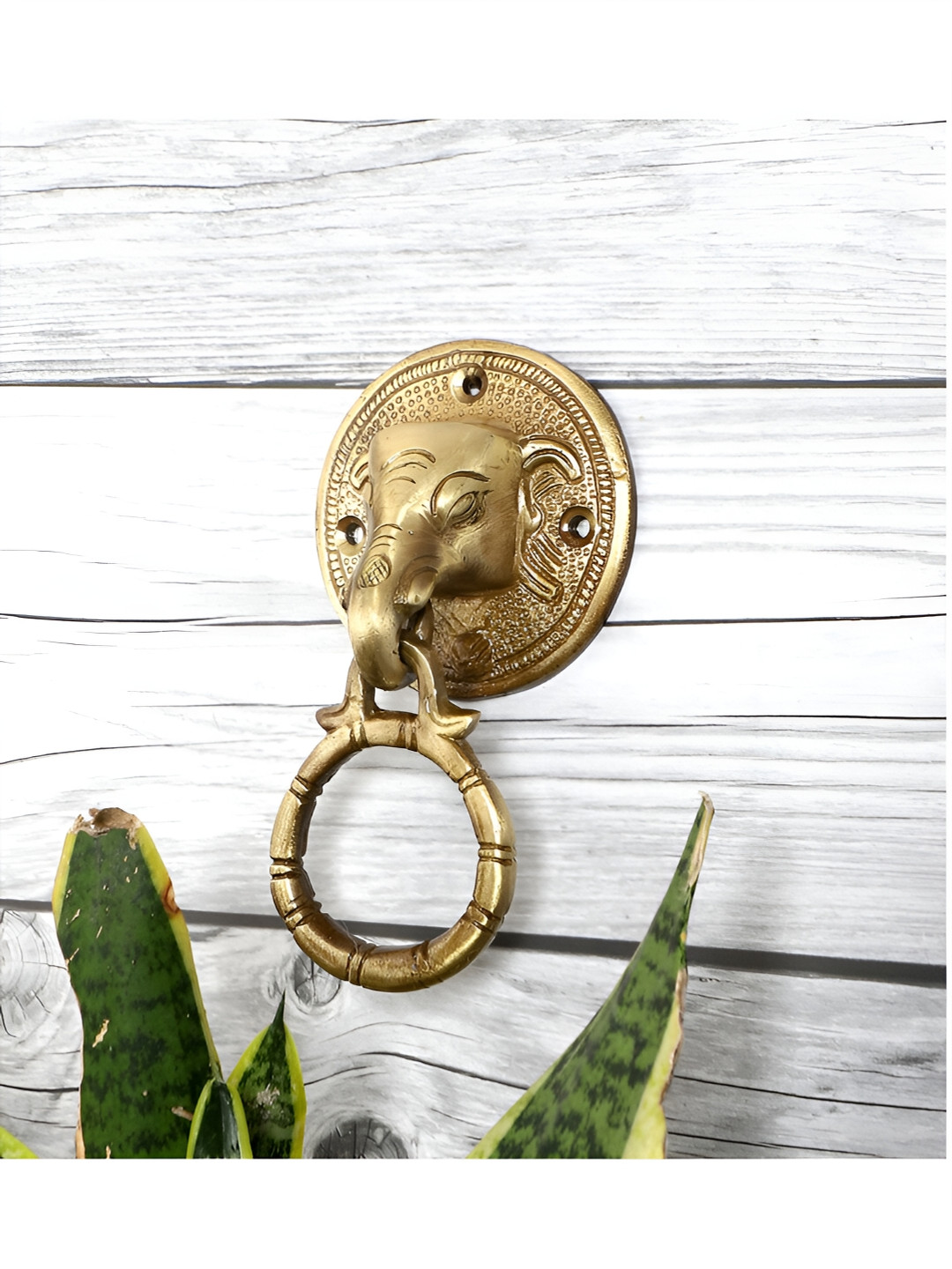 Two Moustaches Brown Elephant Face Design Brass Door Knocker