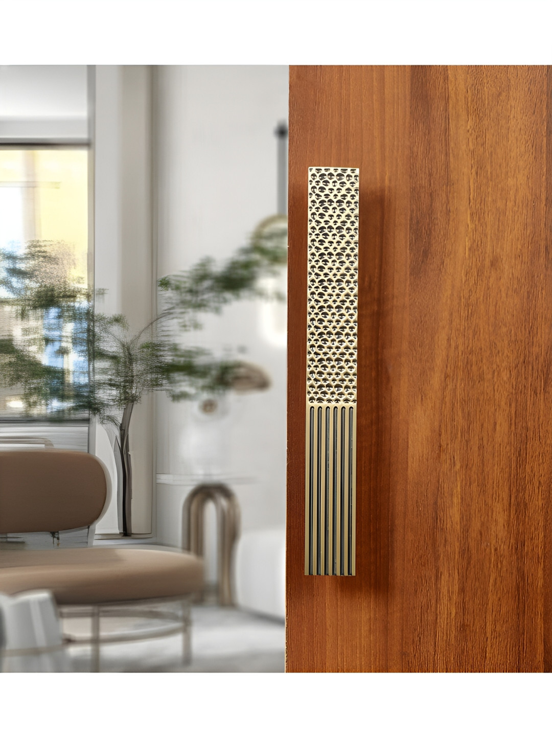 Two Moustaches Brown Drops & Stripes Patterned Door Handle