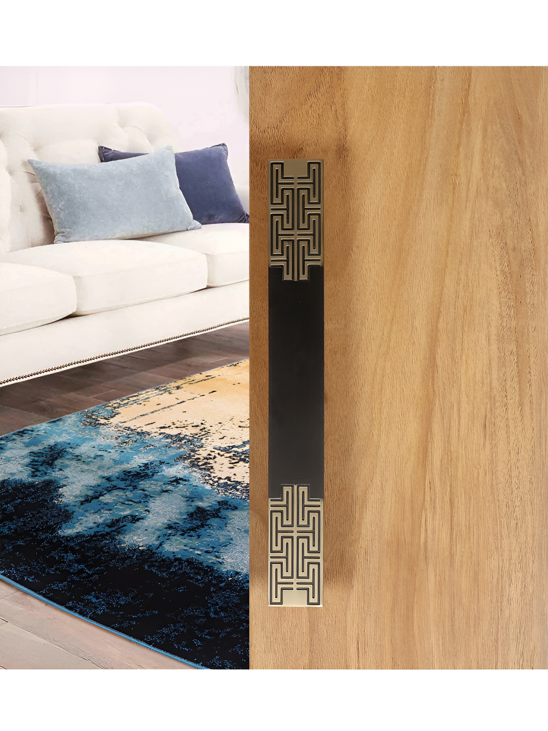 Two Moustaches Brown Brass Door Handle