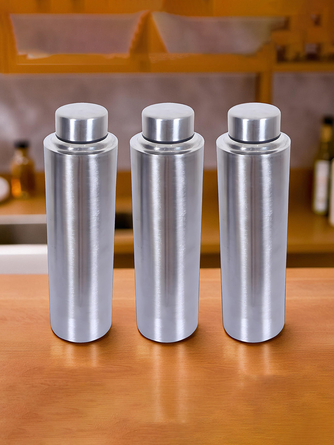 Kuber Industries Silver Stainless Steel Spill Proof 3 Piece Flask - 1.3L