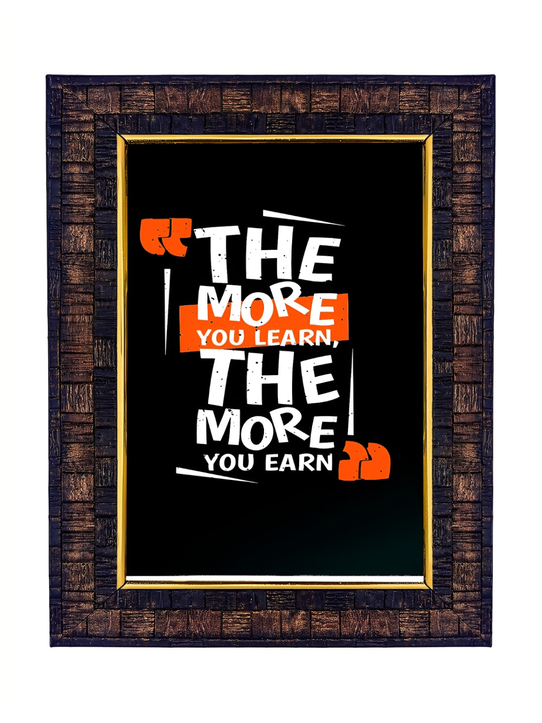 Hawai Black & Brown Motivational Quote With Wooden Wall Photo Frame