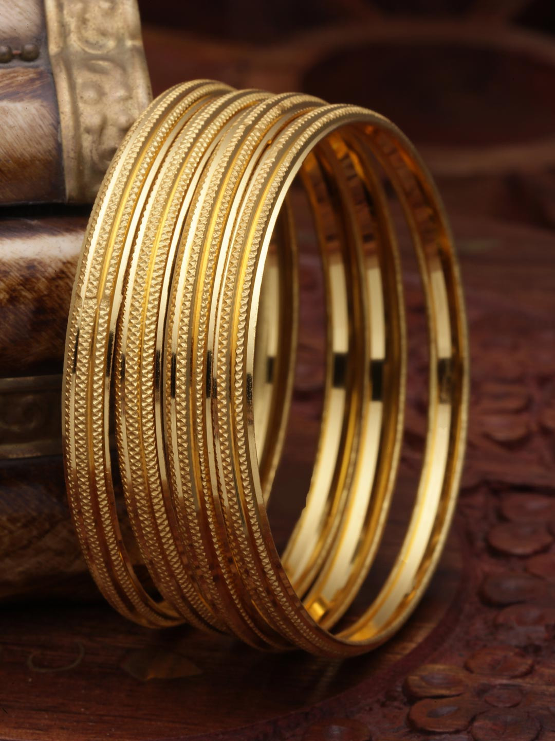 ZENEME Set Of 4 24K Gold-Plated Bangles