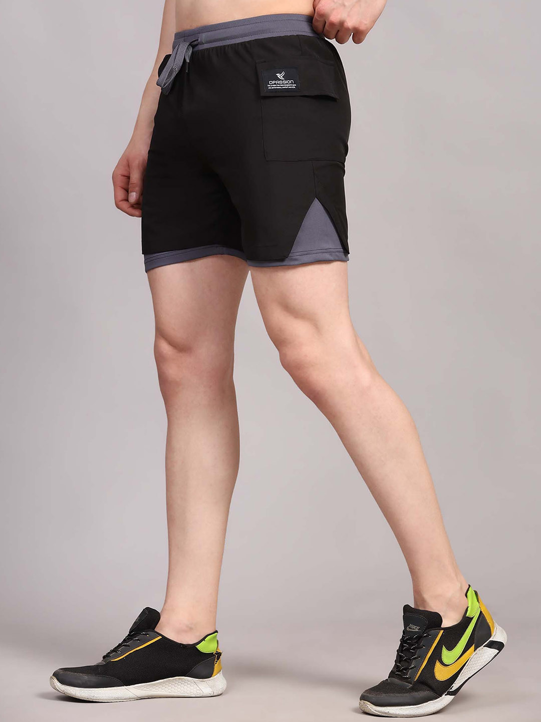 Dpassion Men Lightweight Rapid Dry Running Double Layer 2 in 1 Sports Shorts