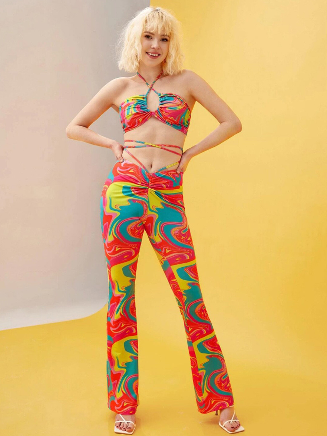 BAESD Printed Halter Neck Top & Bottom