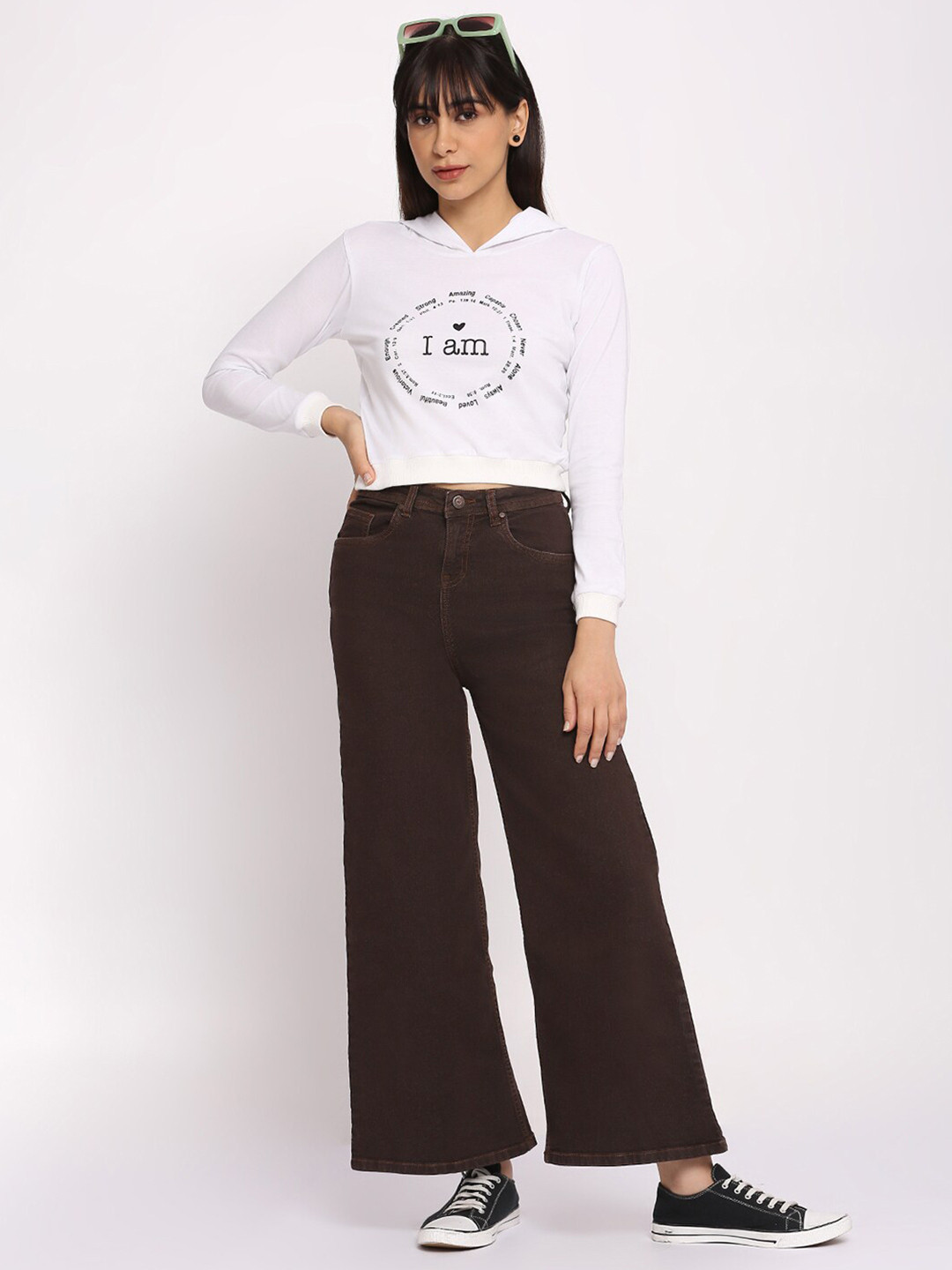 Pink Guava Typography Printed Hooded Cotton Crop T-shirt