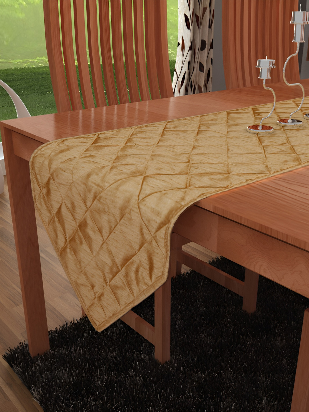 Home Heart Beige Quilted Reversible Table Runner