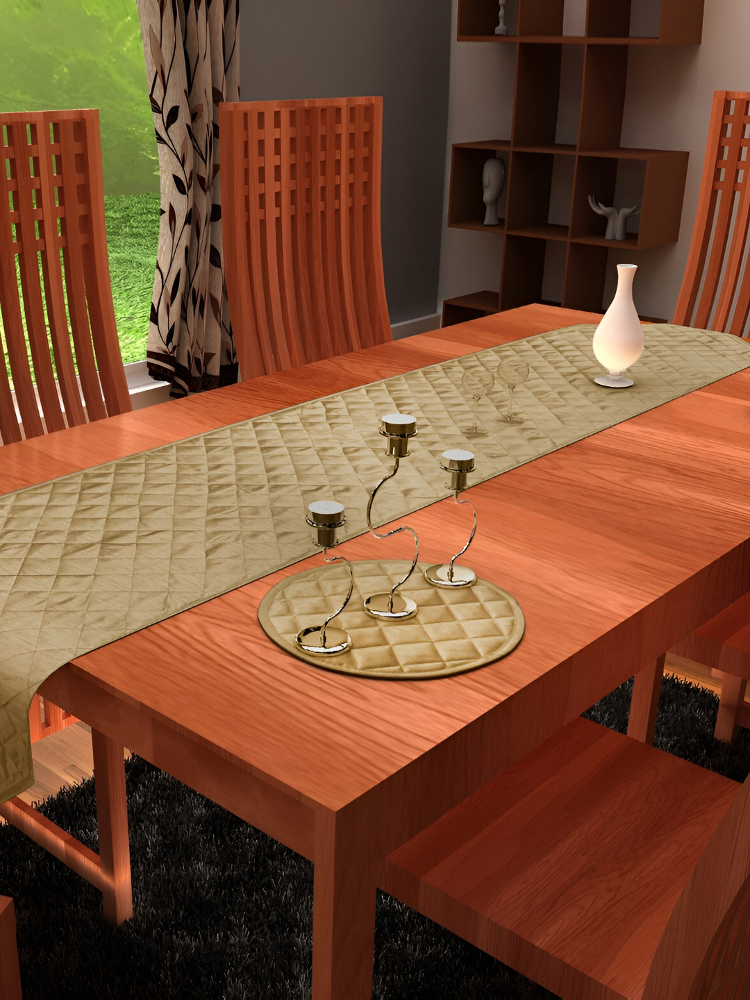 Home Heart Cream Coloured Quilted Reversible Table Runner