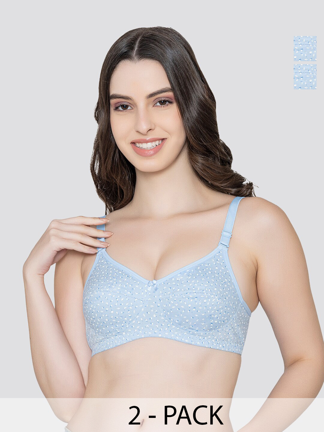 K LINGERIE Pack of 2 Mini Breathable Fabric Cups Wirefree Comfort Bra SB-SB