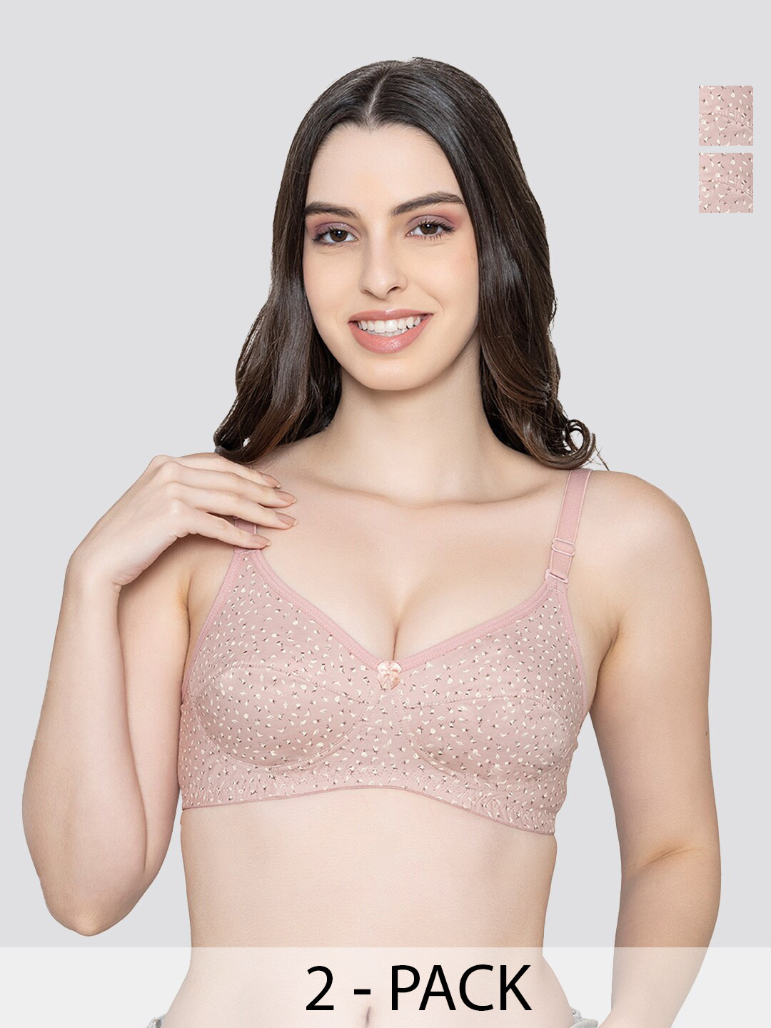 K LINGERIE Pack of 2 Mini Breathable Fabric Cups Wirefree Comfort Bra FWN-FWN