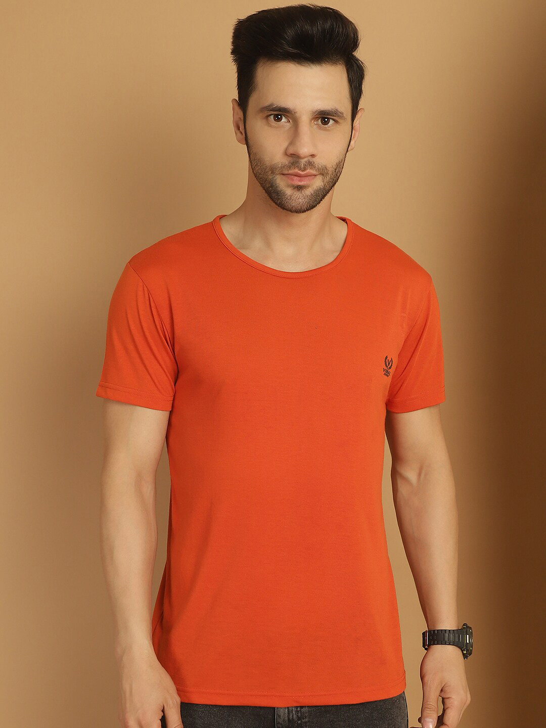 MACK JONNEY Round Neck Short Sleeves Cotton T-shirt