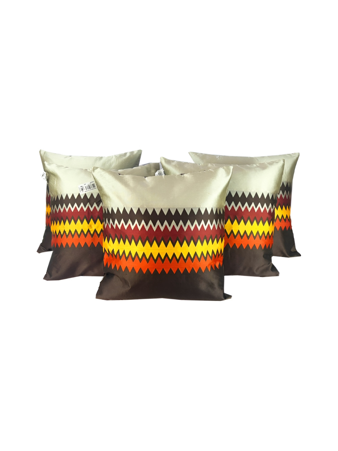 Pink Parrot Black & Yellow 5 Pieces Geometric Square Cushion Covers