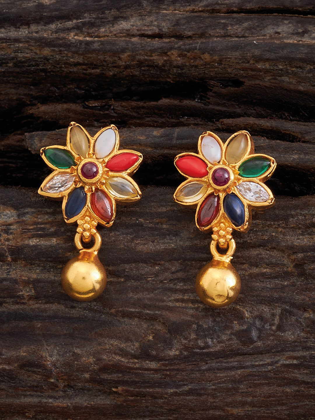 Kushal's Fashion Jewellery 92.5 Pure Silver Gold-Plated Classic Studs Earrings