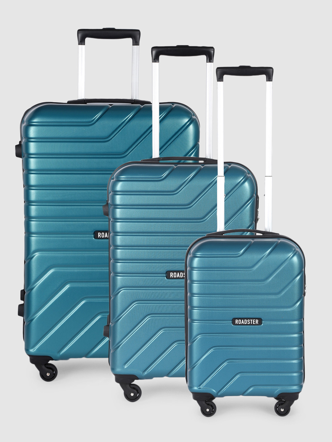 Roadster Set of 3 Bent Trolley Suitcases - Cabin, Medium & Large