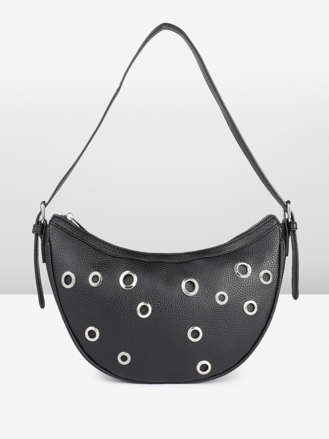 French Connection Structured Shoulder Bag with Cut Work