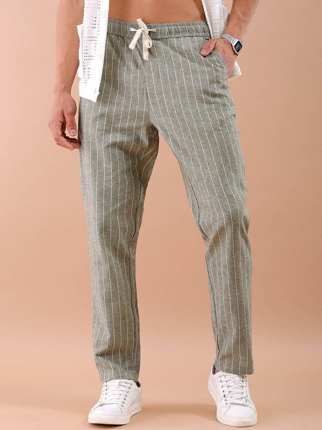 The Indian Garage Co Mid-Rise Striped Trouser