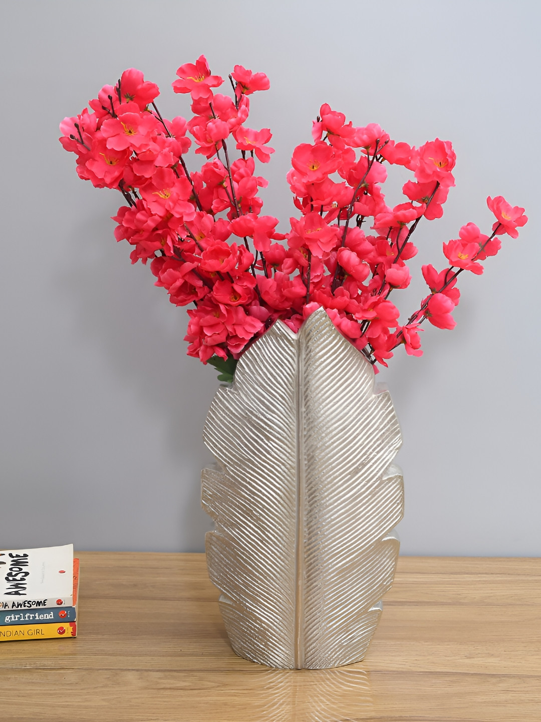 Maison Modern Silver Toned Tropic Leaf Shaped Flower Vase