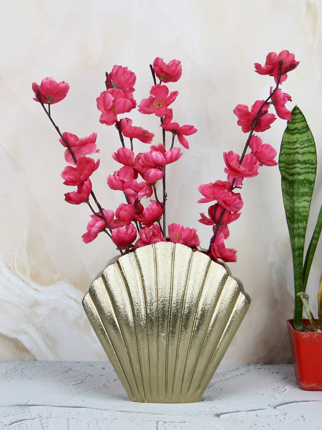 Maison Modern Gold Toned Shell Shaped Flower Vase