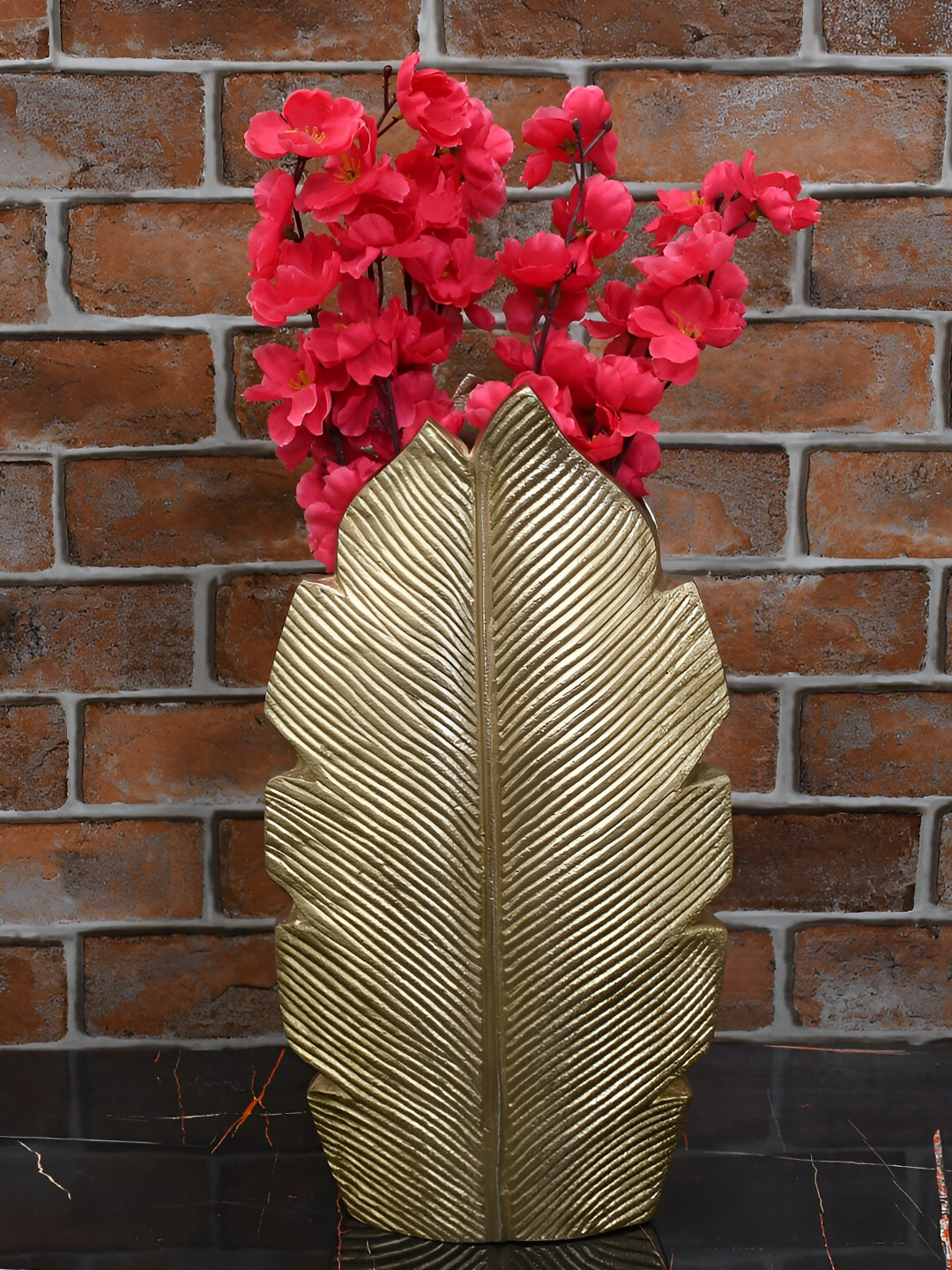 Maison Modern Gold Toned Leaf Shaped Flower Vase