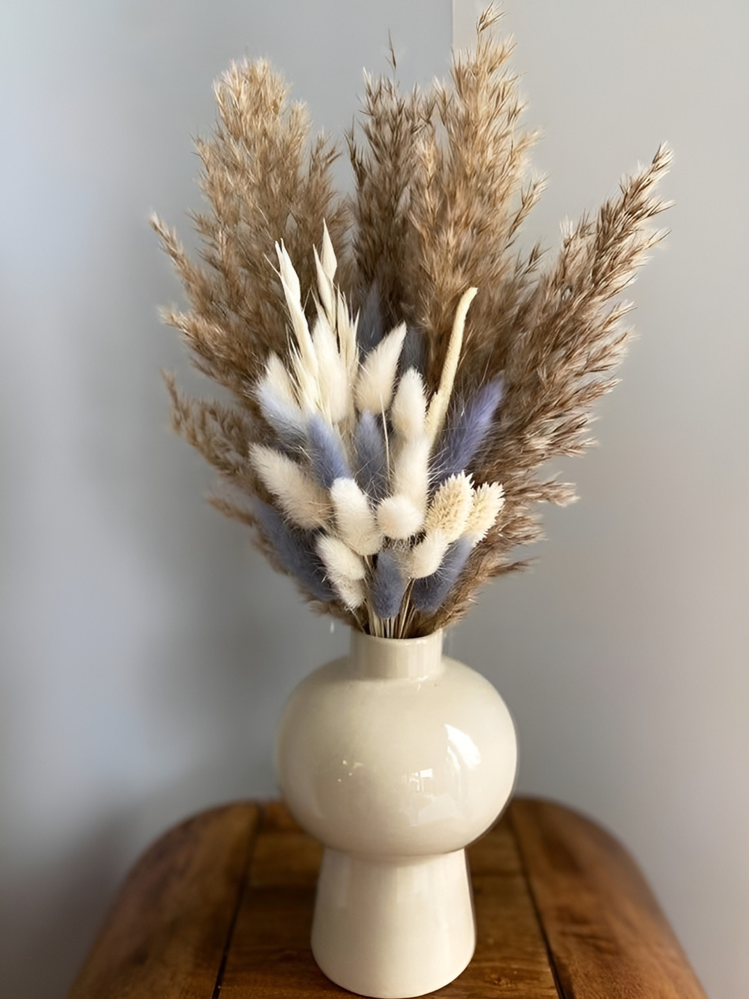ArteCasa Ceramic Mushroom Vase with Liliac Bunch Flower