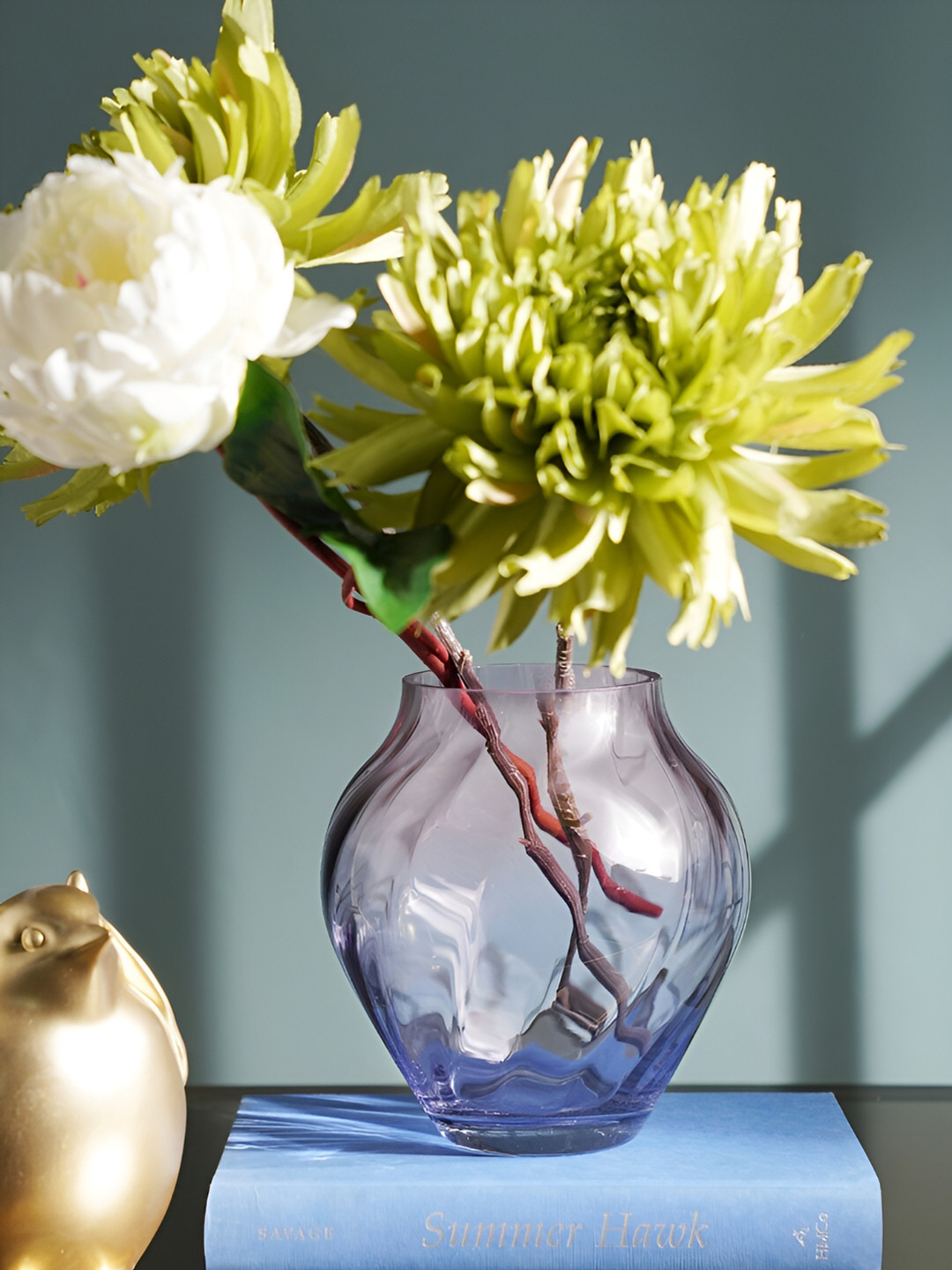 Pure Home and Living Pink & Purple Ombre Swirl Textured Glass Flower Vase