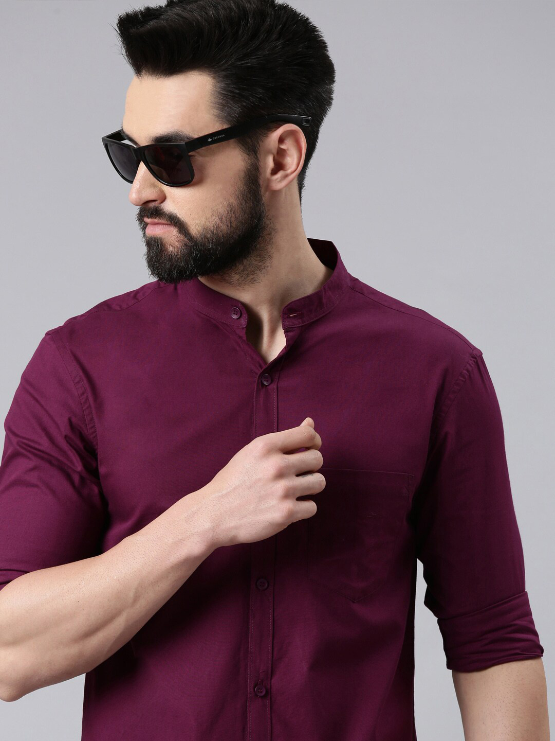 THE SOUL PATROL Band Collar Regular Fit Pure Cotton Casual Shirt