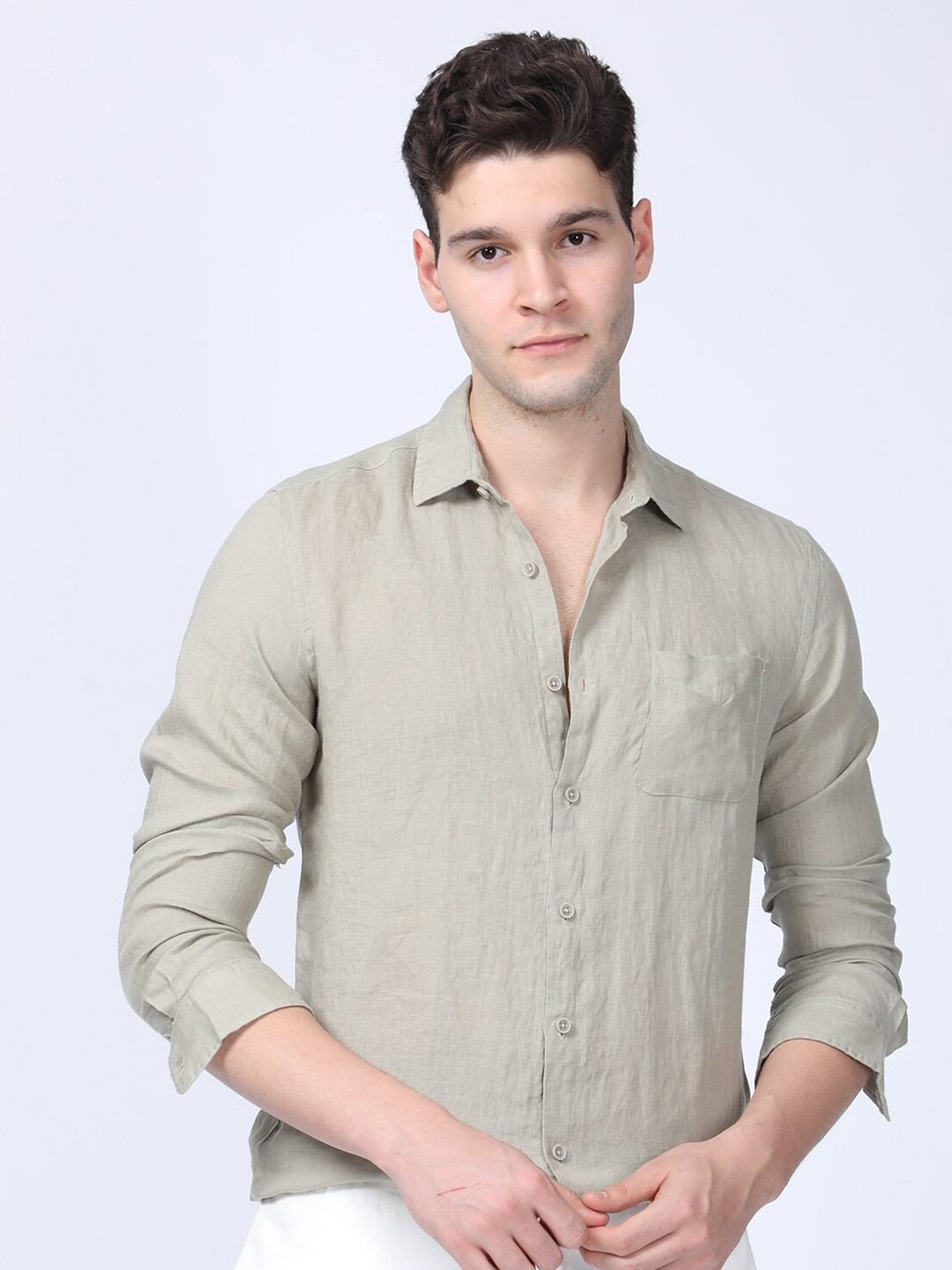 POE Men Smart Slim Fit Opaque Casual Shirt