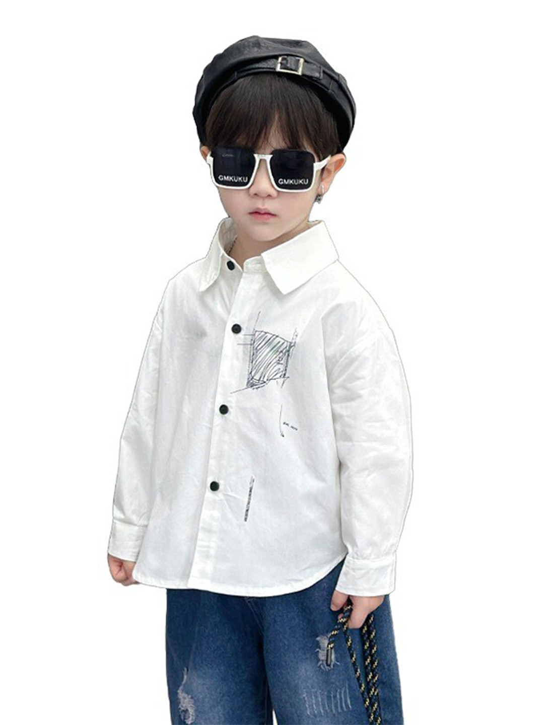 StyleCast x Revolte Boys Cotton Spread Collar Flap Curved Casual Shirt