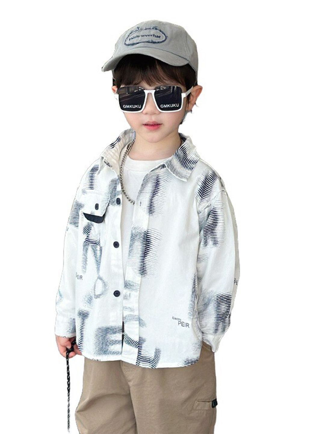 StyleCast x Revolte Boys Graphic Printed Spread Collar Cotton Curved Casual Shirt