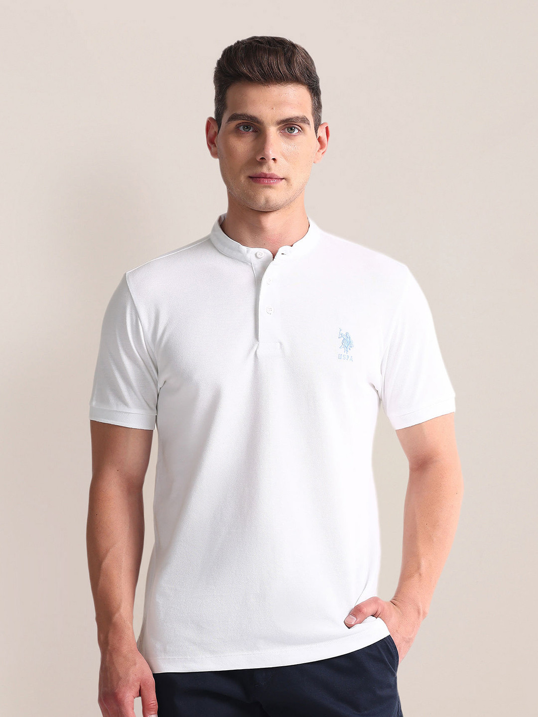 U.S. Polo Assn. Henley Neck Short Sleeves Cotton Slim Fit T-shirt