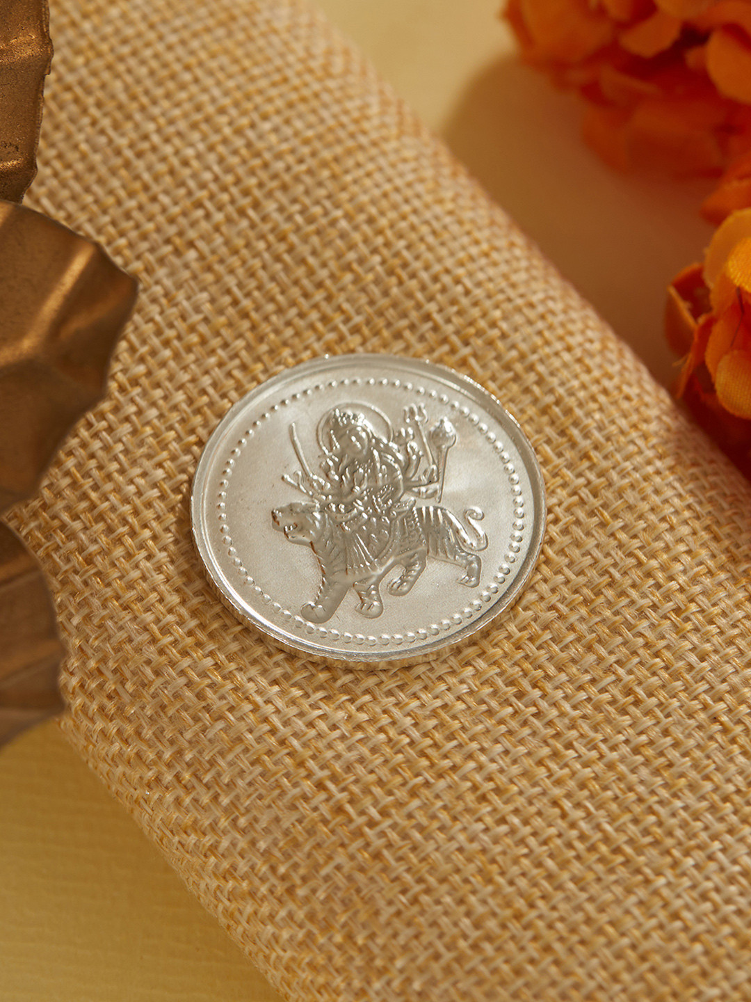 Saraf RS Jewellery Maa sherawali 999 Silver Coin- 10gm