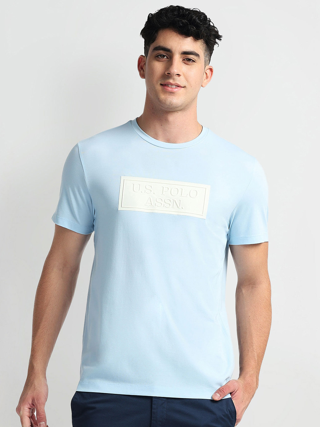 U.S. Polo Assn. Denim Co. Round Neck Short Sleeves Applique Cotton Slim Fit T-shirt